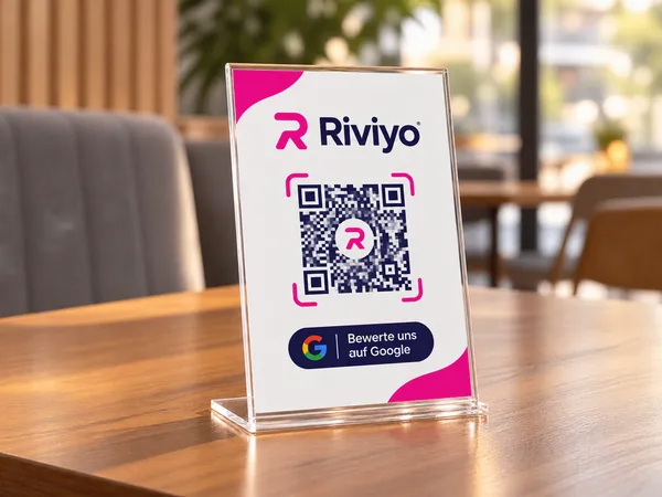 Beispiel eines Riviyo-QR-Tischaufstellers